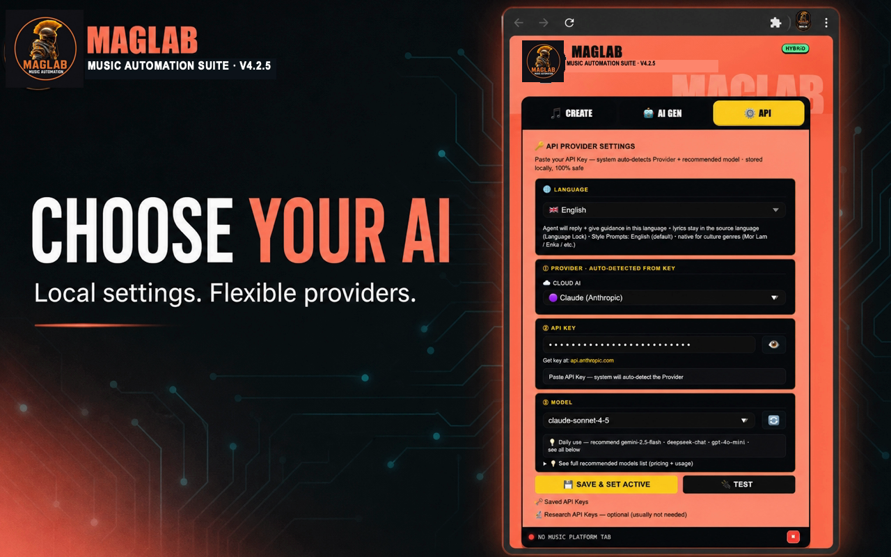 Cloud, local or OpenAI-compatible—your choice